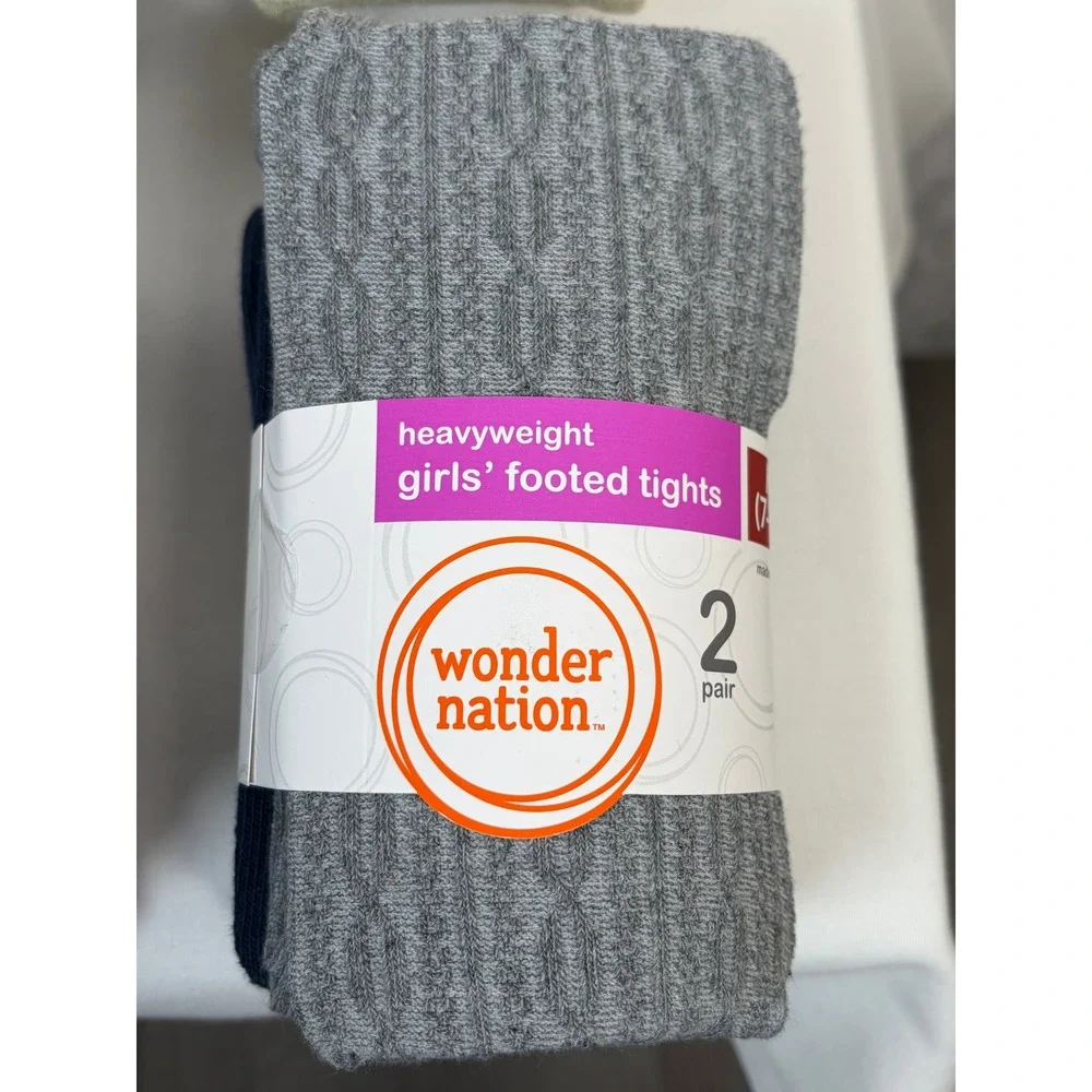 Wonder Nation Girls Heavyweight Footed Tights 8 Pairs Medium 7-10 Multi NEW